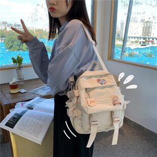 ins帆布包 chic少女单肩斜挎包学生日系可爱百搭小众小背包女双肩