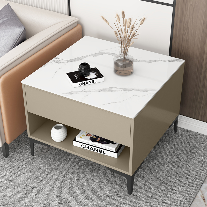 现代简约边几岩板角几沙发储物边柜小户型极简正方形茶几客厅茶几