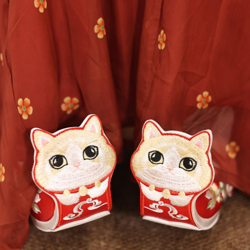 江南朱记【湘狸狸】改良翘头履可爱内增高汉服鞋平底古风登云履