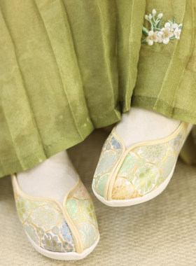 江南朱记【潋春光】汉服鞋子女古风提花布内增高明制马面登云履