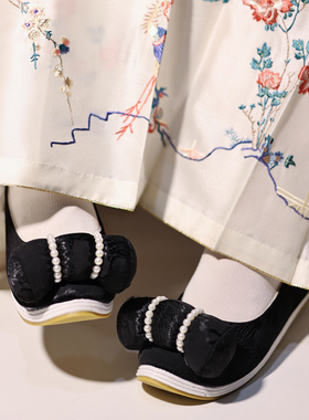 江南朱记汉服鞋【乔幽】系列百搭布鞋内增高小枕头平底古风云头鞋