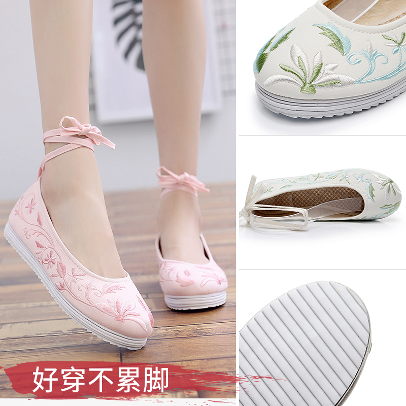 老北京布鞋女平跟2018新款汉服鞋子女平底绣花鞋民族风女鞋古风鞋