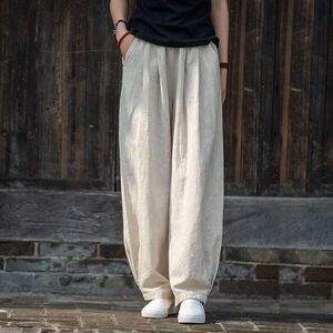 棉麻气质哈伦裤宽松休闲裤春夏
