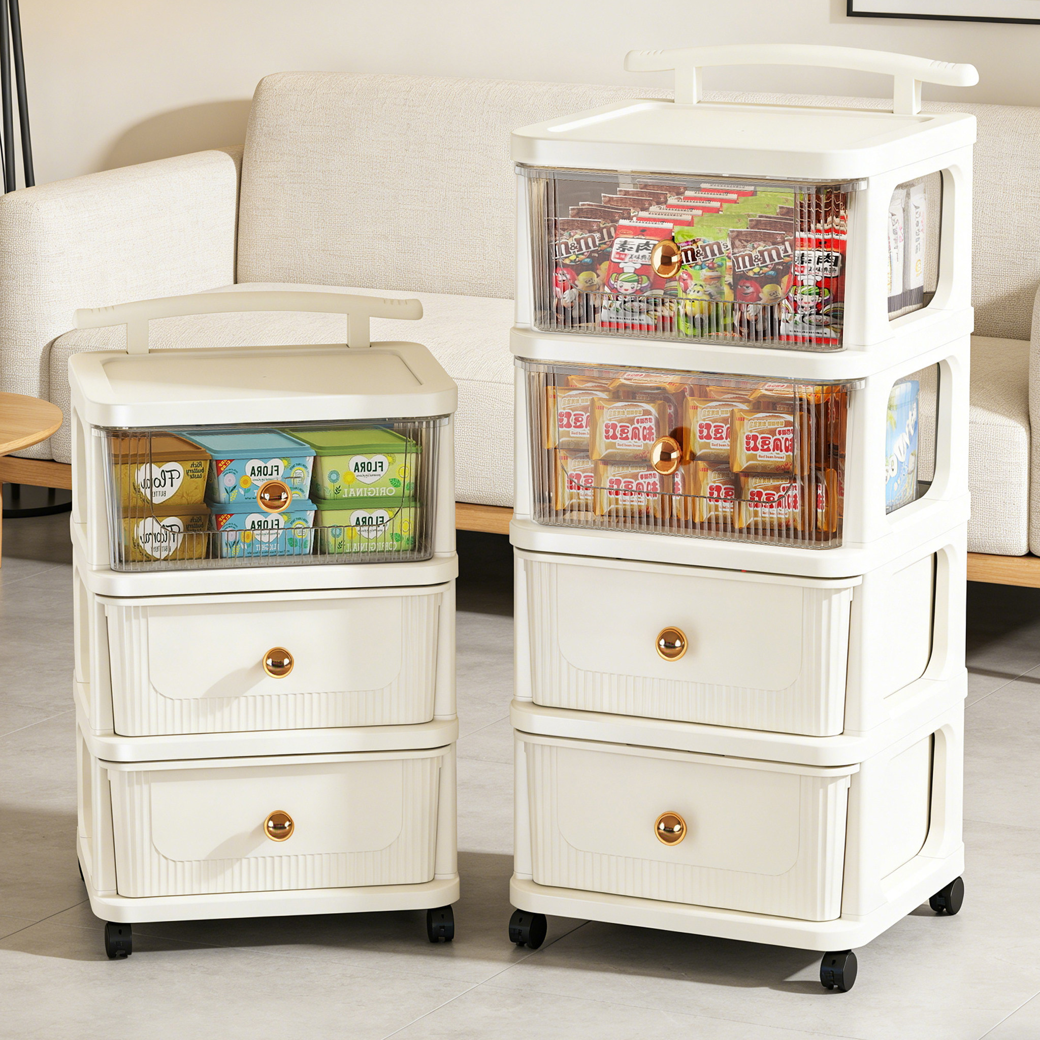 零食置物架落地可移动小推车家用