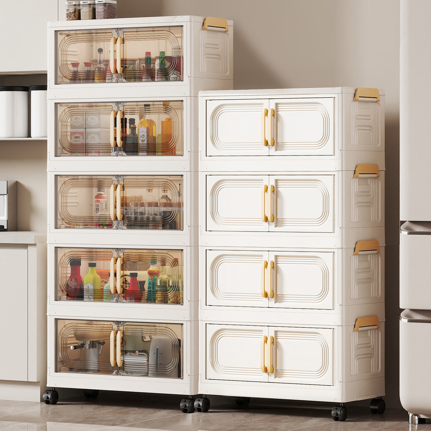 38/48CM宽免安装折叠收纳柜多层家用客厅杂物储物柜可移动置物柜,收纳整理,收纳柜,淘宝优惠券,粉丝福利购,淘宝优惠卷