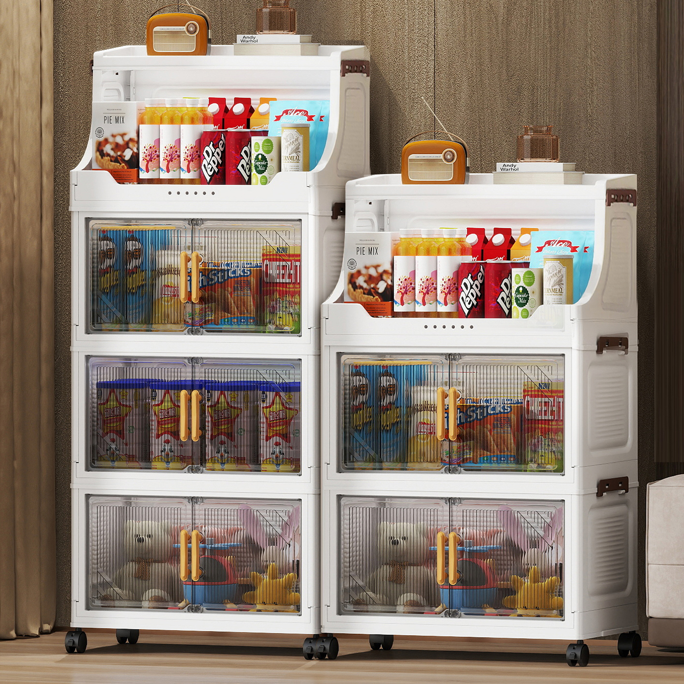 加厚多层玩具收纳柜大容量家用客厅零食整理箱可折叠多层储物柜子