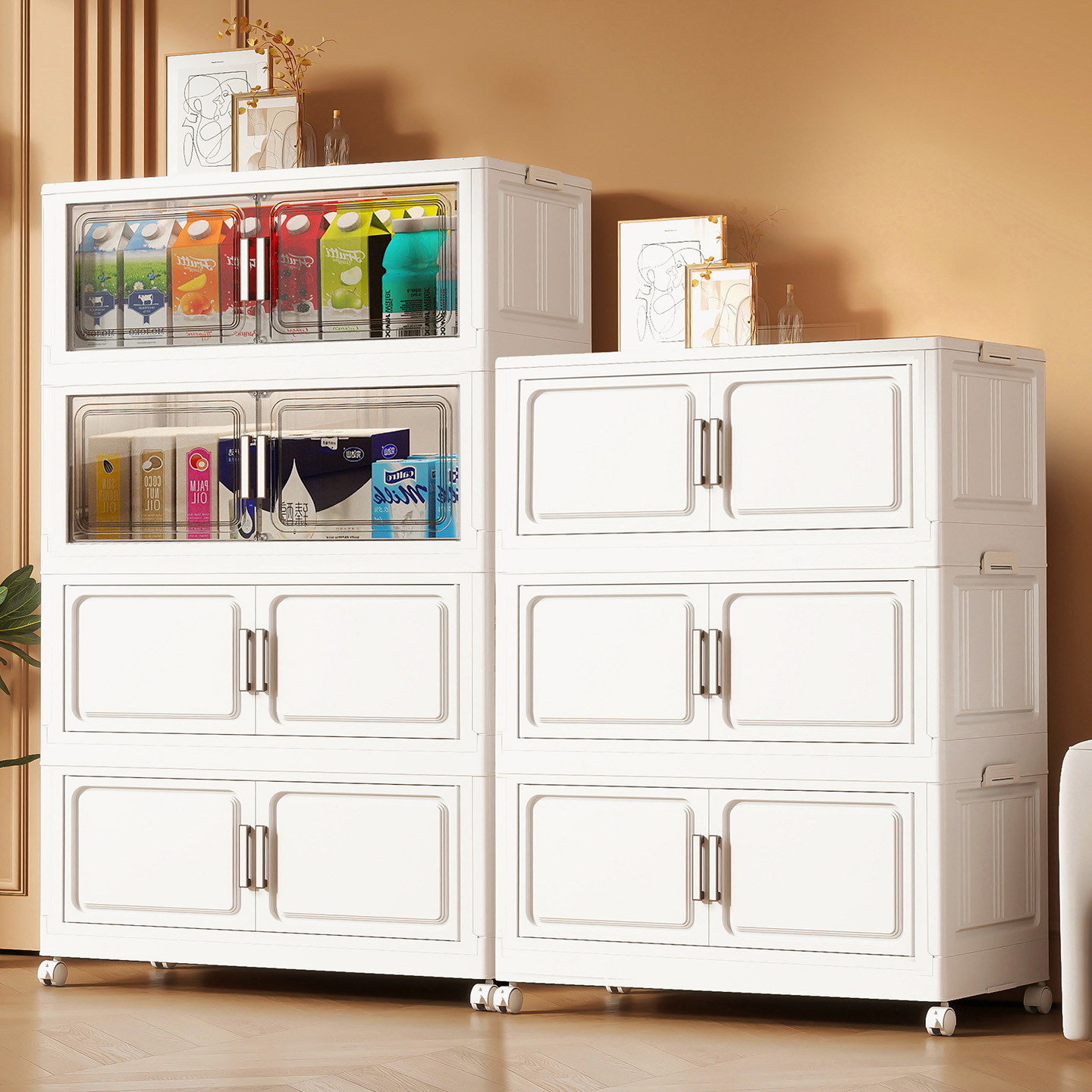 免安装折叠收纳柜子客厅零食储物柜厨房夹缝置物架家用塑料收纳箱,收纳整理,收纳柜,淘宝优惠券,粉丝福利购,淘宝优惠卷