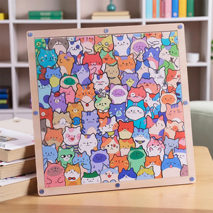 猫咪涂鸦拼图猫猫拼图高难度不规则异形拼图diy手绘卡通相框拼图