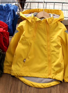 儿童冲锋衣外套秋冬款2025新款男童加绒上衣男孩宝宝休闲连帽风衣