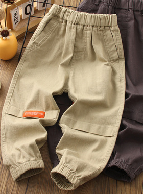 男童裤子春秋款2025新款儿童休闲裤纯棉男孩秋季长裤男宝宝工装裤