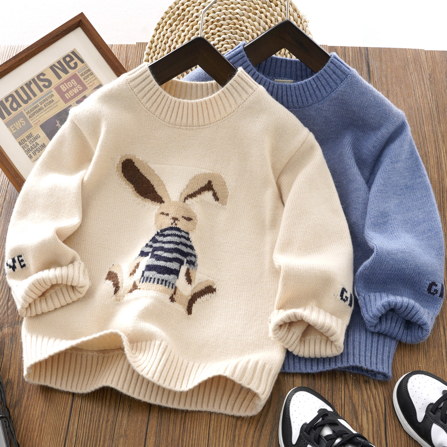 男童毛衣秋冬款小兔子打底针织衫
