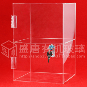 透明展示架 亚克力有机玻璃板材加工 定制亚克力盒子两层带锁展柜