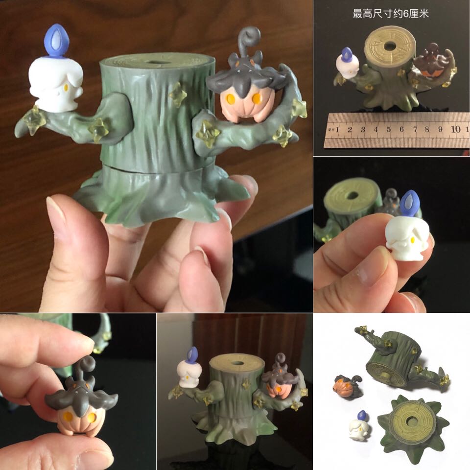 神奇宝贝宠物小精灵口袋怪森林树桩场景 南瓜精 烛光灵动漫小公仔