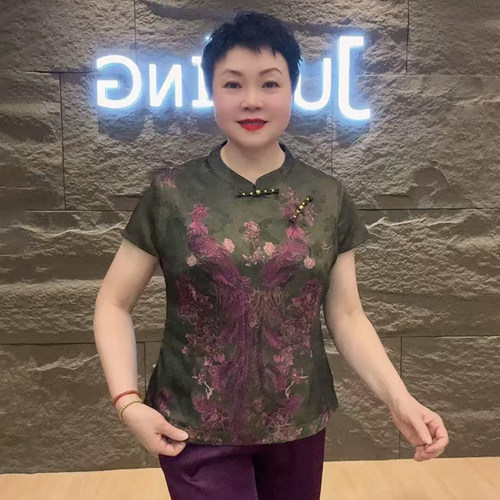高品质！复古大码立领旗袍衫套装