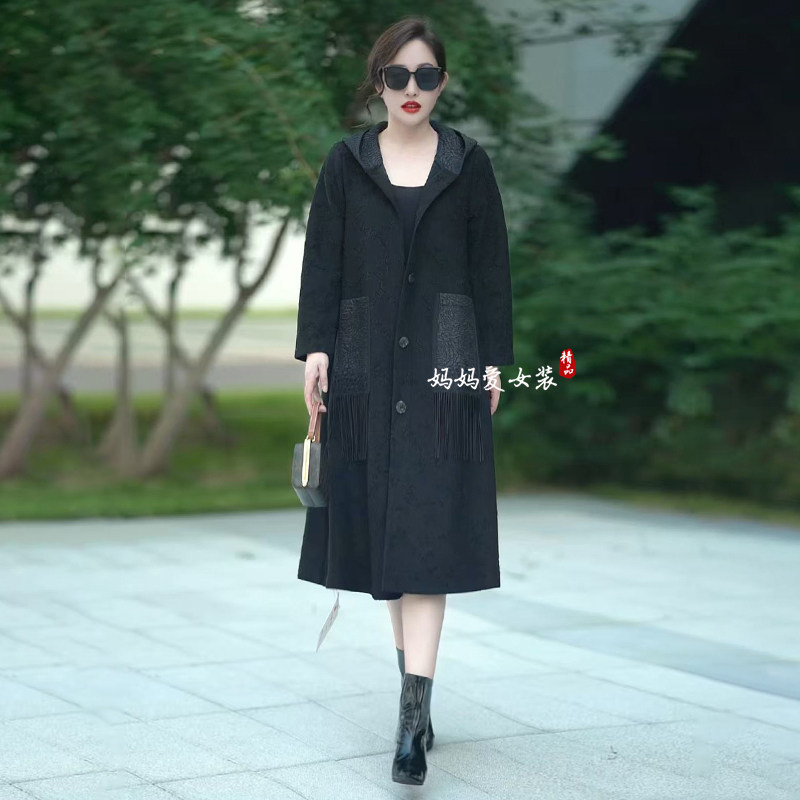 复古大码新中式国风长款连帽风衣高级感气质过膝色织羊绒大衣外套,女装/女士精品,风衣,淘宝优惠券,粉丝福利购,淘宝优惠卷