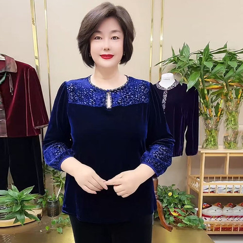 高品质！阔太太丝绒钩花打底上衣