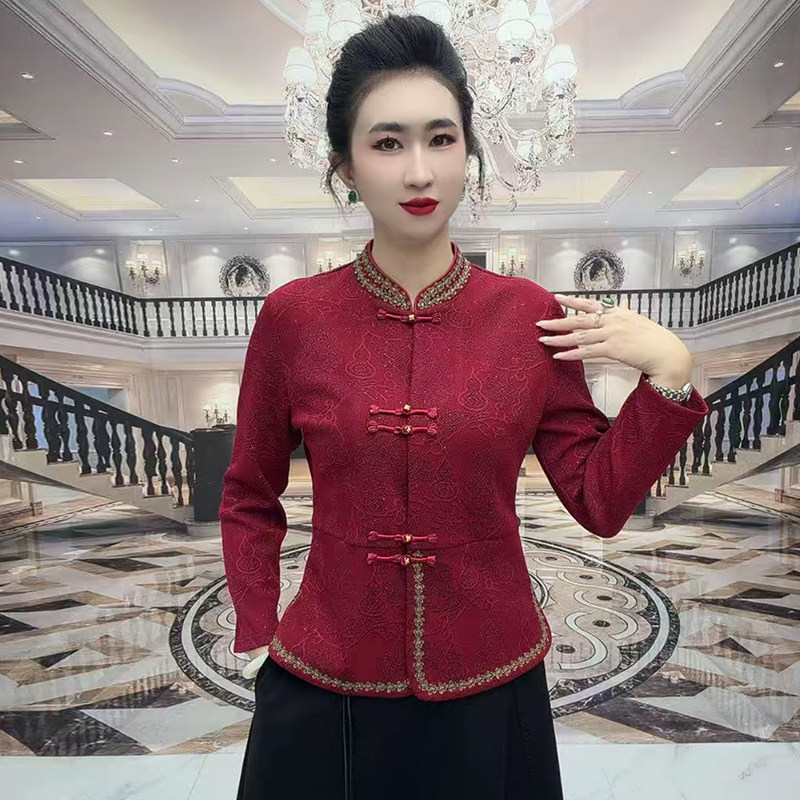 高品质!中老年妈妈提花开衫外套
