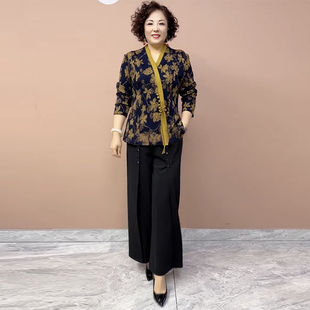 大码女装时尚上衣2025秋冬新款羊绒旗袍衫中年妈妈修身显瘦打底衫