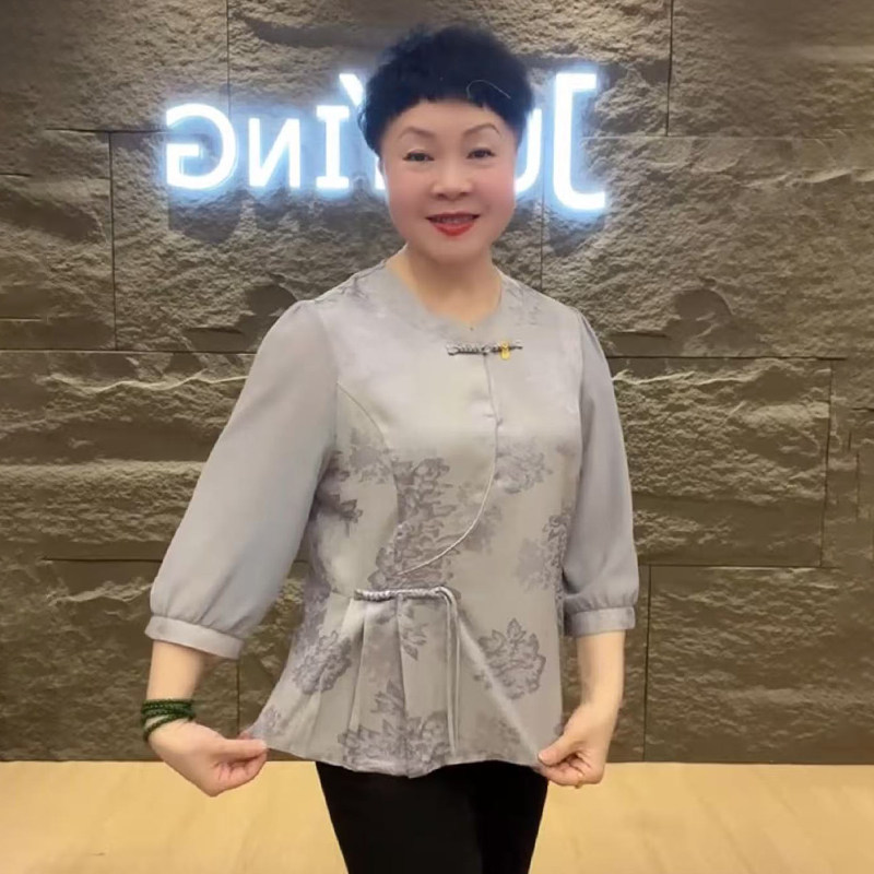高品质！新中式妈妈真丝大码上衣