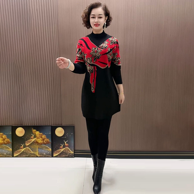 高品质！时尚撞色针织打底毛衣裙