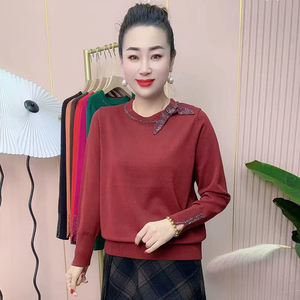 2025早春新款长袖显瘦套头洋气休闲打底衫通勤蝴蝶结纯色针织上衣