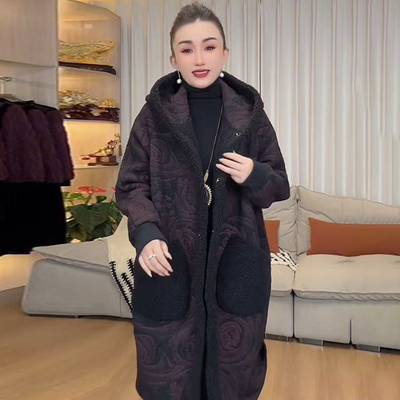 加厚保暖双面穿外套中长款大衣女