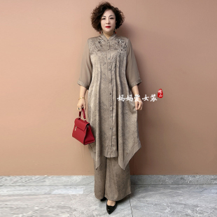 大码 贵夫人时尚 套装 阔太太2025夏装 妈妈桑蚕丝真丝减龄两件套 新款