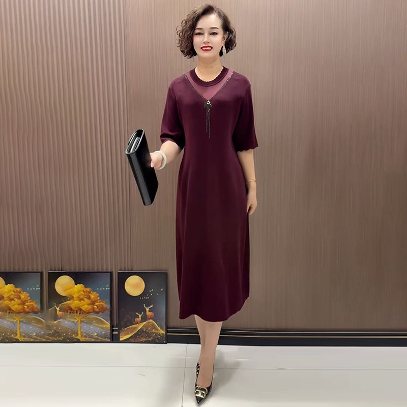 高品质！冰麻针织舒适弹力连衣裙