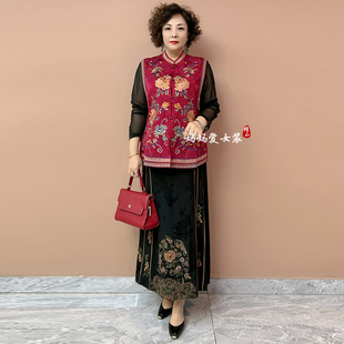 新中式国风重工刺绣气质优雅马甲女2026春季新款红色中式马夹套装