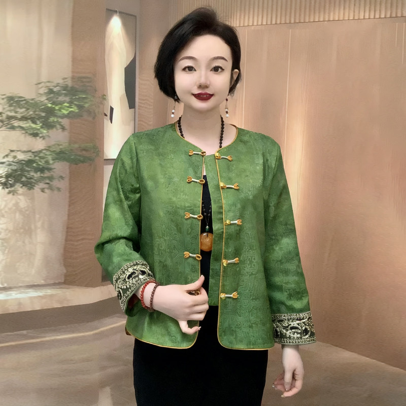 新中式国风中年妈妈春装大气外套唐装上衣中老年女装气质刺绣开衫