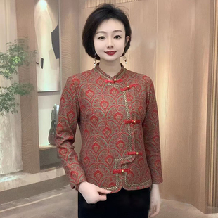 新中式衬衣立领盘扣斜襟改良旗袍上衣唐装春季妈妈装复古洋气小衫