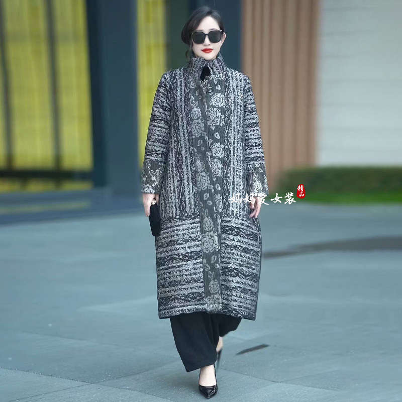 高端复古怀旧慵懒半高领长款棉服女2025冬棉麻羊毛加厚保暖长外套,女装/女士精品,棉衣/棉服,淘宝优惠券,粉丝福利购,淘宝优惠卷