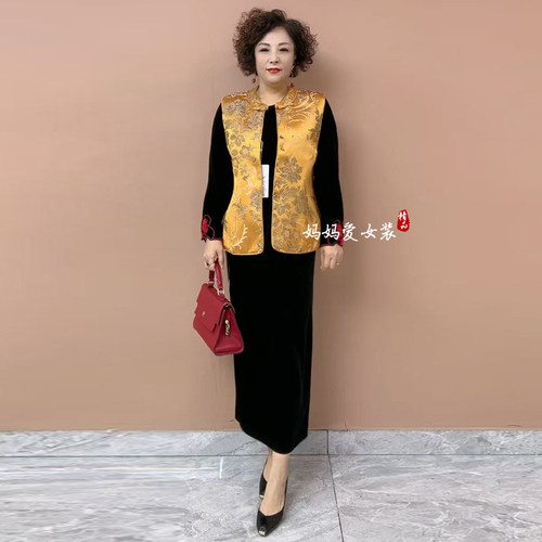 高品质！新中式国风妈妈马甲套装