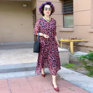 连衣裙妈妈装 高品质 气质优雅中长款 时尚 洋气减龄长裙子 2025夏季