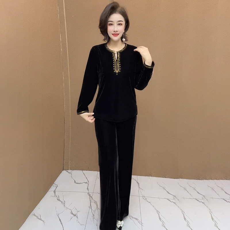 高品质!重工刺绣丝绒妈妈两件套