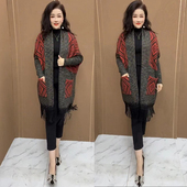 针织流苏保暖披肩遮肉上衣 休闲时尚 气质妈妈开衫 外搭2025秋冬新款