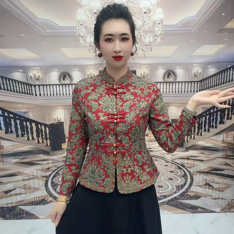 高品质!新中式国风加绒妈妈开衫