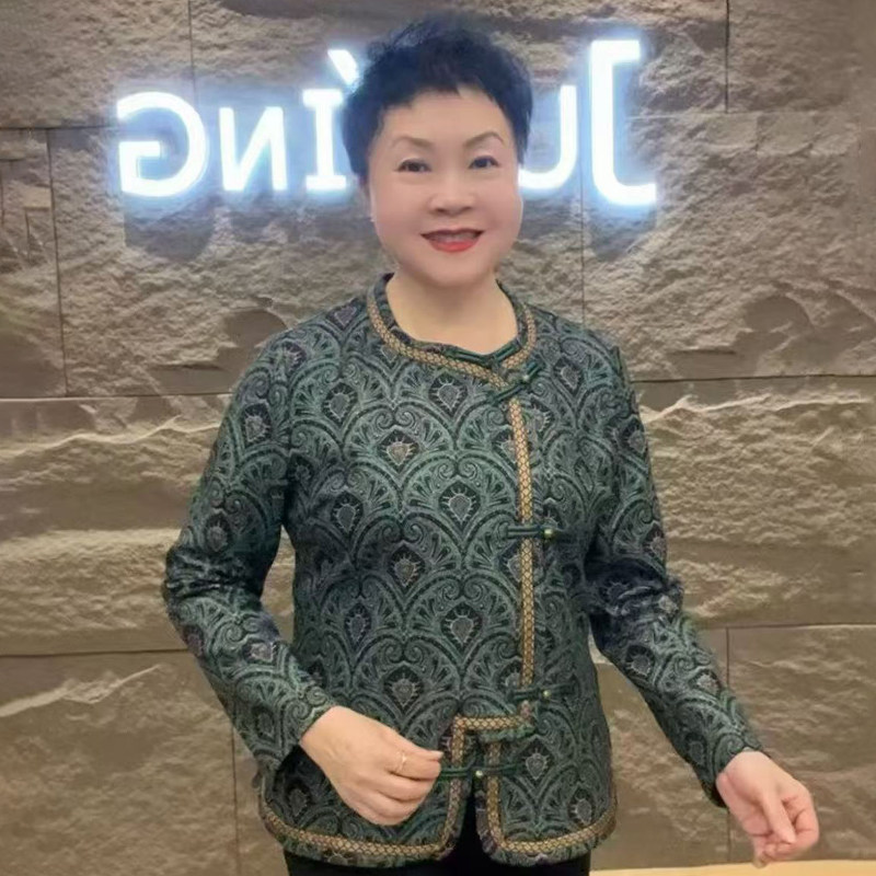 妈妈秋冬装改良旗袍一体绒上衣小衫洋气新中式复古中国风唐装衬衫