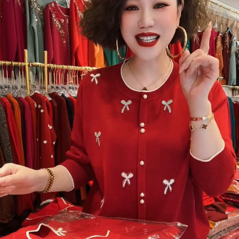 高品质！时尚减龄蝴蝶结针织上衣