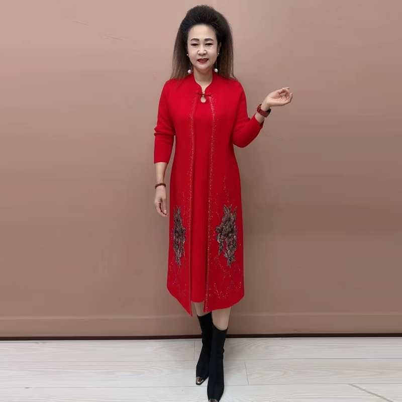 高品质！喜婆婆气质高贵针织长裙