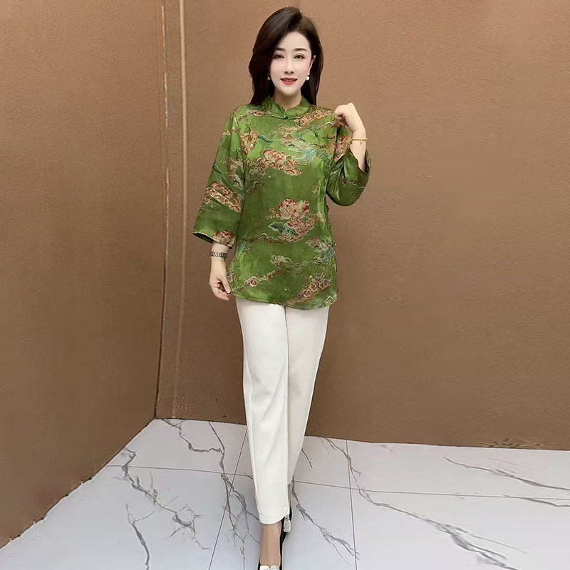 高品质!香云纱立领提花上衣套装