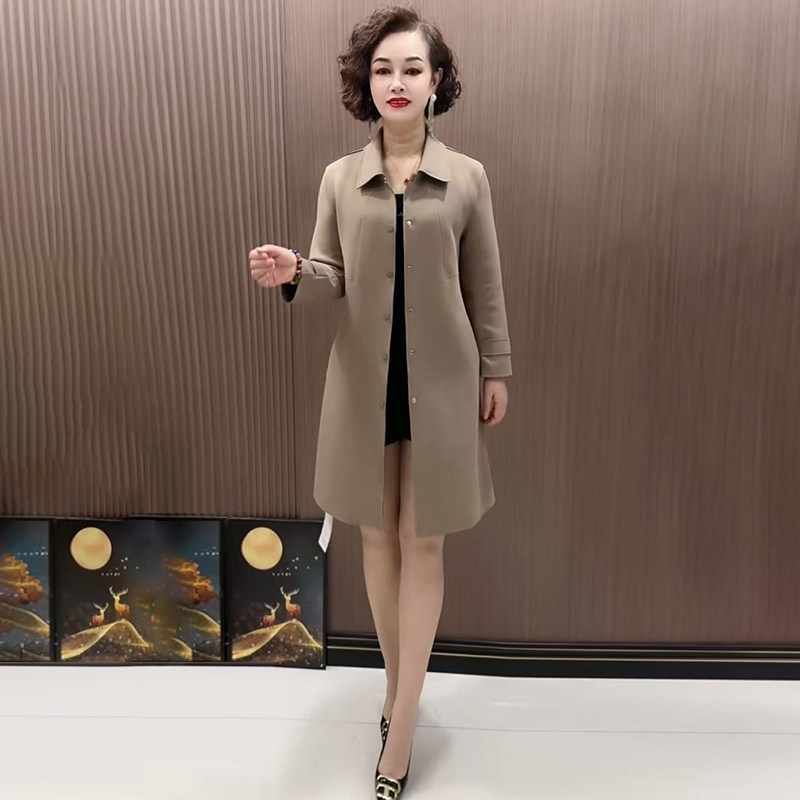 高品质！中年妈妈纯色风衣外套