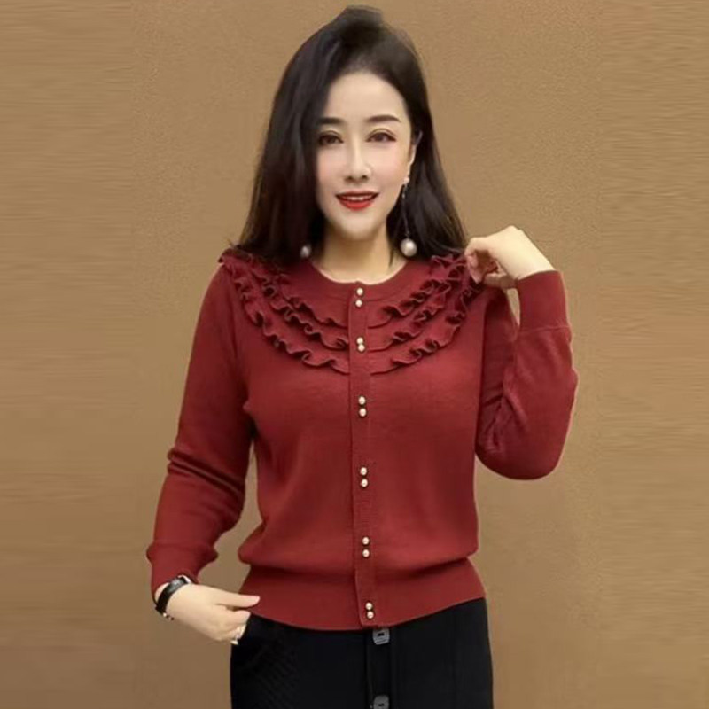 2025新款荷叶边针织毛衣套头半高领打底衫女洋气减龄单排扣羊毛衫,女装/女士精品,毛针织衫,淘宝优惠券,粉丝福利购,淘宝优惠卷