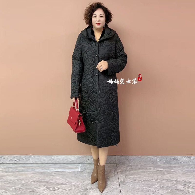 高品质!重工刺绣带帽棉服外套女