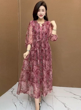 高品质！中年妈妈台湾纱连衣裙