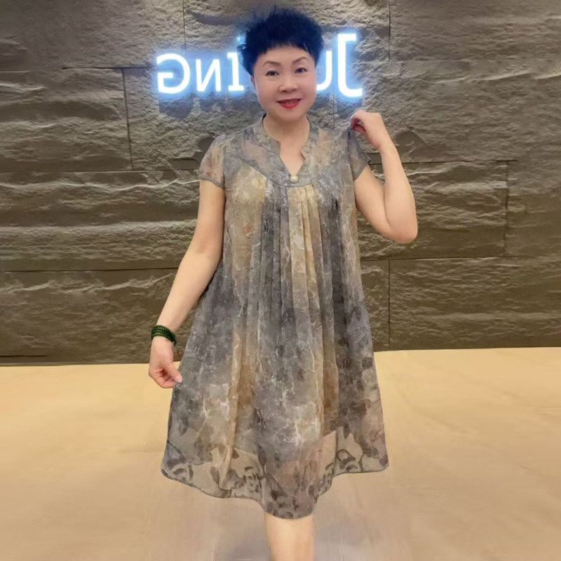 气质妈妈大码宽松减龄中长裙子