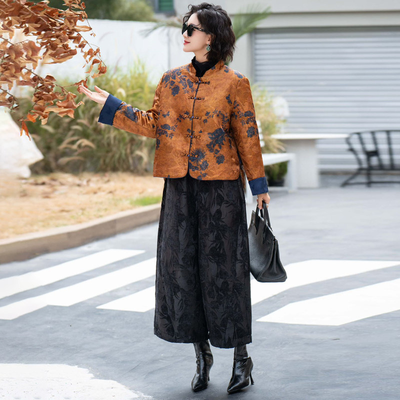高品质!香云纱提花短款棉服外套