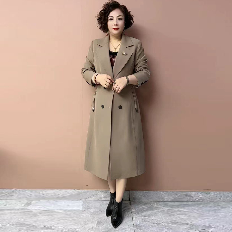 双排扣卡其色风衣女2025春秋新款韩版中长款西装大衣垂感休闲外套