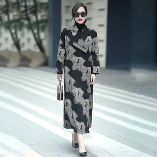 复古高端大码洋气贵夫人长款风衣24秋季女大牌高级感显瘦过膝外套