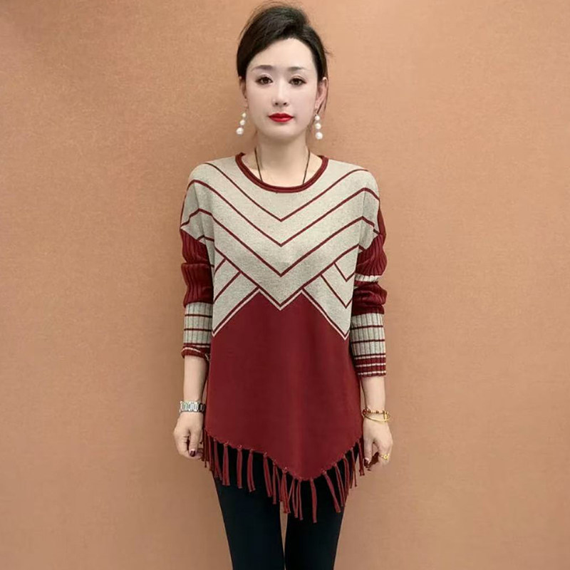时尚流苏毛衣打底衫女妈妈羊毛衫